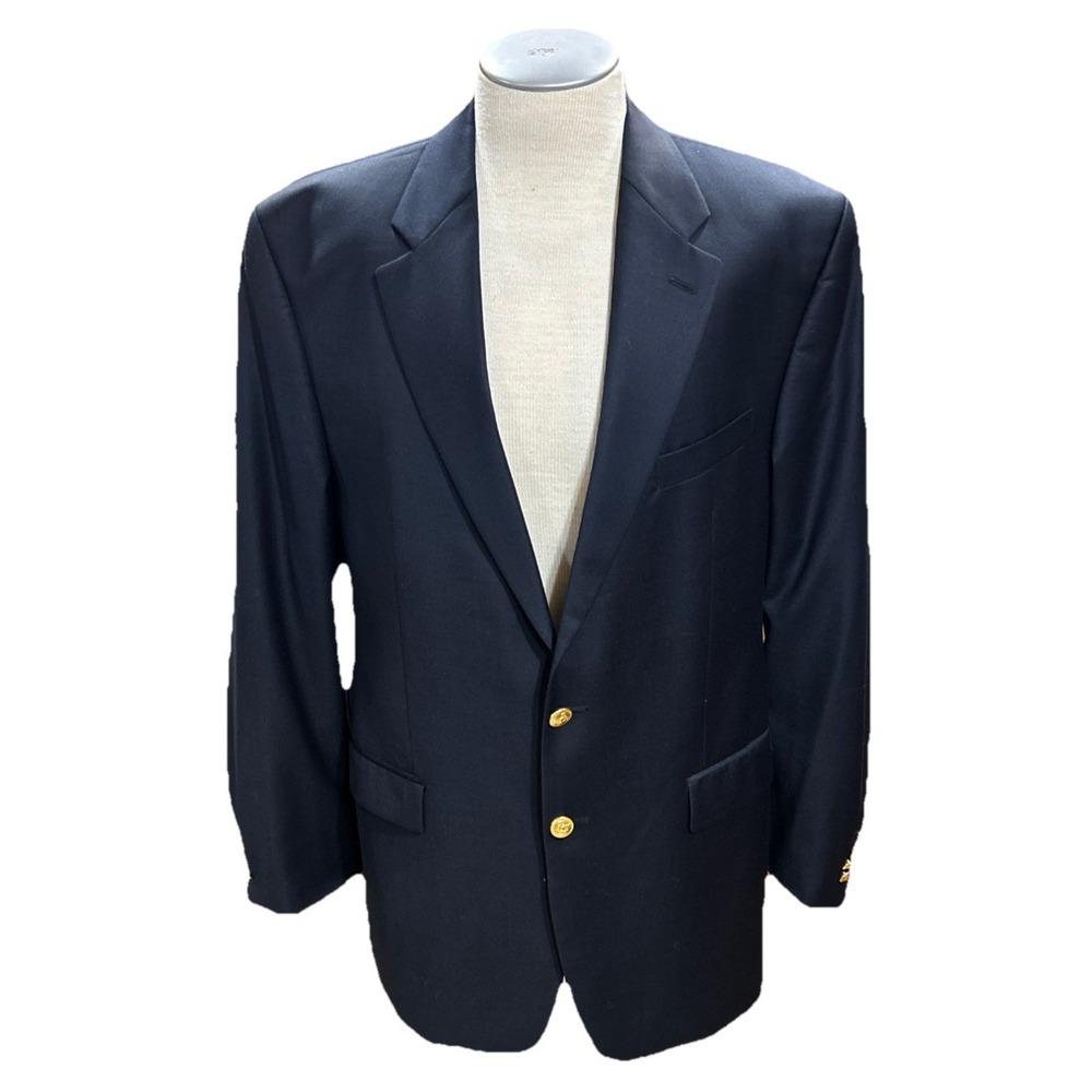lauren ralph lauren 44L Blazer Mens Gold Crested Buttons Navy Wool